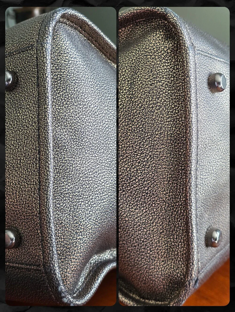 Coach 33740 Rhyder 33 Elevated Satchel Metallic Gold Pebbled Leather Gunmetal